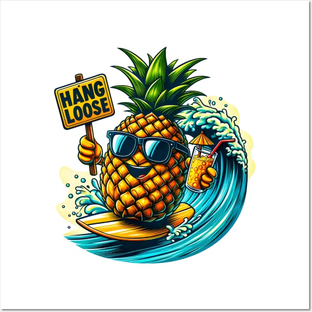 Pineapple Surfer Wall Art by JohnTy